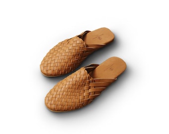 woven slide mules