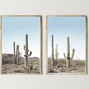 Set of 2 Cactus Prints, Digital Download, Modern Boho, Outdoor Cactus Decor, Tall Cactus Print, Cactus Poster, Southwestern Wall Art,