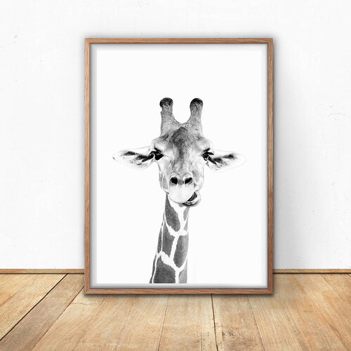 Giraffe Print Giraffe Wall Art Black and White Nursery Etsy
