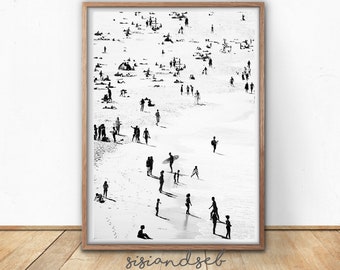 People on the Beach Print, Printable Wall Art, Digital Download, Modern Beach Decor