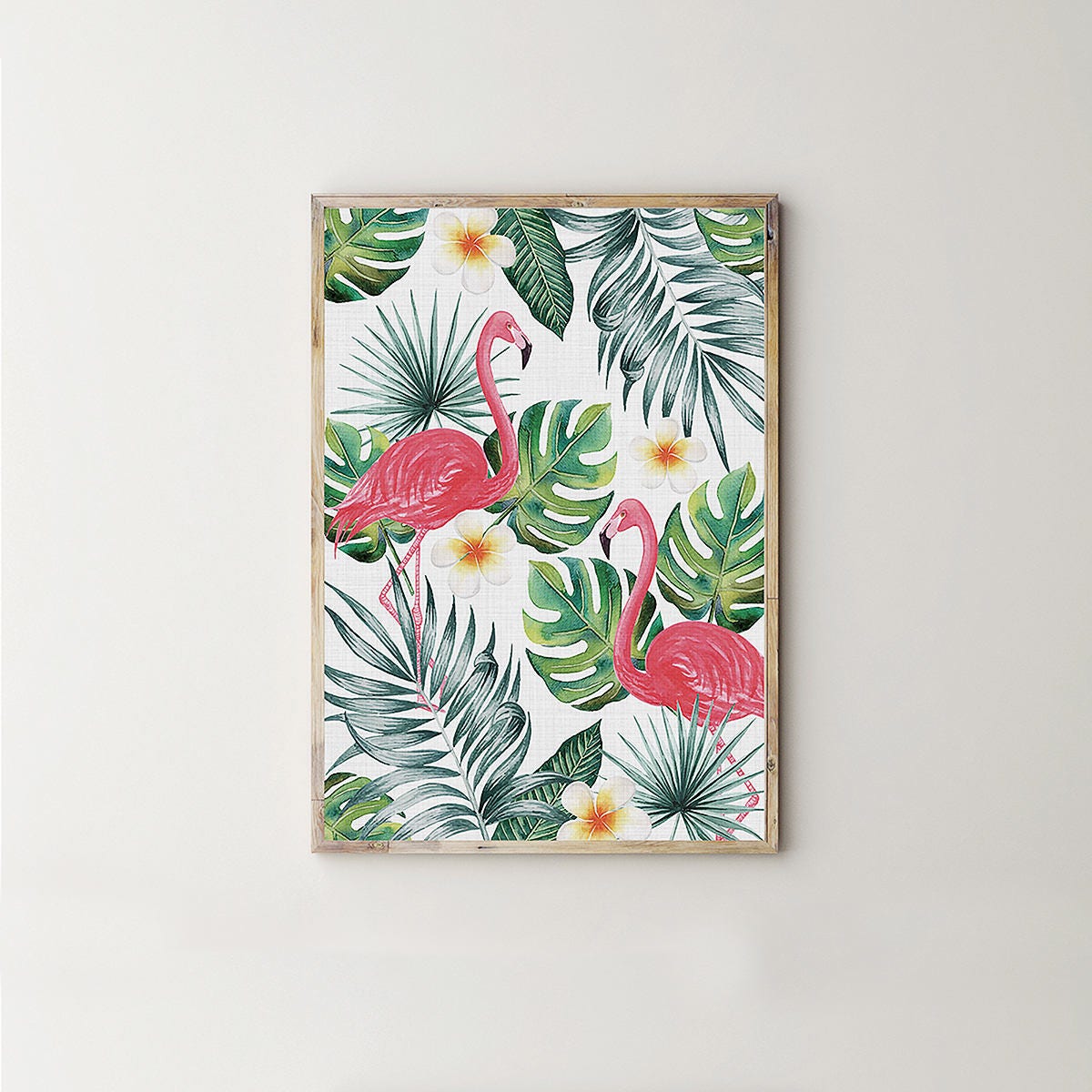 Flamingo Print Leaf Wall Art Printable Art Digital | Etsy
