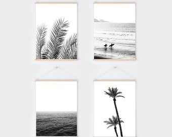 Black and White Set of Beach printables, Coastal wall art, digital prints, Beach Print set download, California Photography Prints