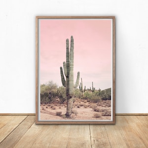 Cactus Picture, Printable Wall Art, Wall Decor, Home Decor, Desert Print, Cactus Print, Blush Pink, Digital Download, Nature Photography image 1