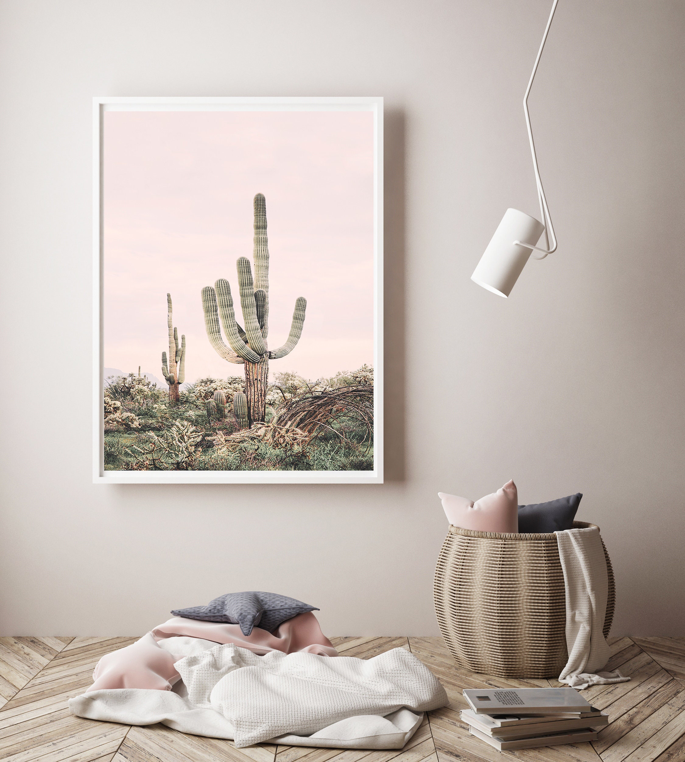 Pastel Pink Cactus Download Printable Wall Art Wall Decor | Etsy