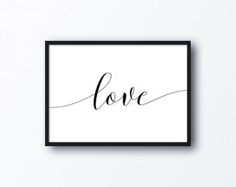 Love Printable, Love Quote Print, Digital Download, Nursery Poster, Modern Typography, Caligraphy Art, Modern Minimalist, Love Wording,