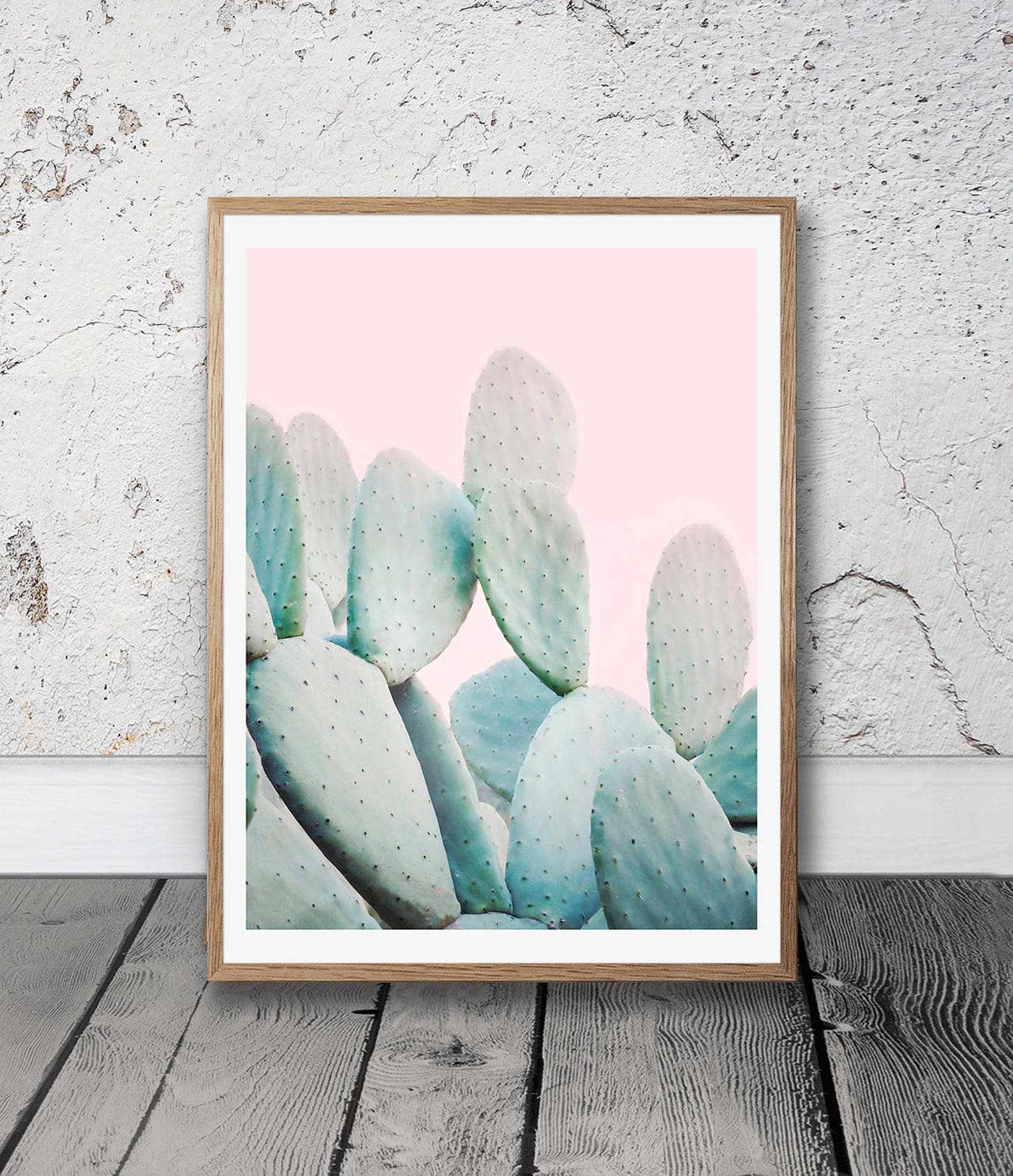Pink Cactus Wall Art Cacti Print Digital Download Mint and Etsy