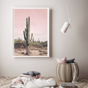 Cactus Picture, Printable Wall Art, Wall Decor, Home Decor, Desert Print, Cactus Print, Blush Pink, Digital Download, Nature Photography image 2