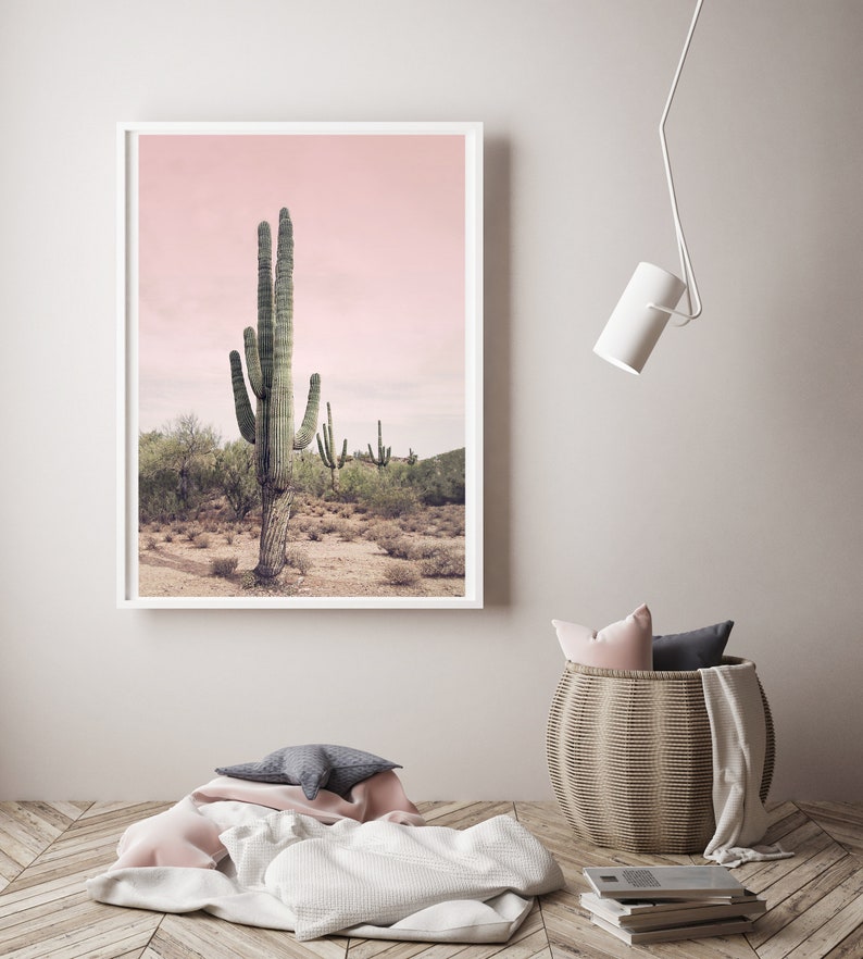 Cactus Picture, Printable Wall Art, Wall Decor, Home Decor, Desert Print, Cactus Print, Blush Pink, Digital Download, Nature Photography image 2