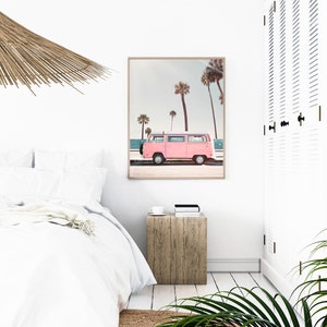 Pink Van Print, Digital Prints, Printable Wall Art, Retro Van image 3