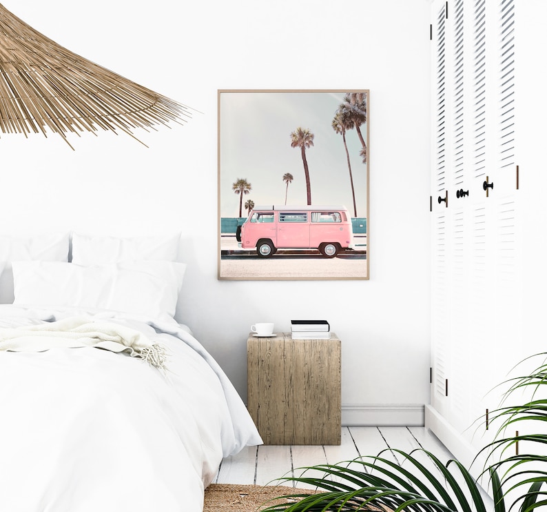 Pink Van Print, Digital Prints, Printable Wall Art, Retro Van image 3