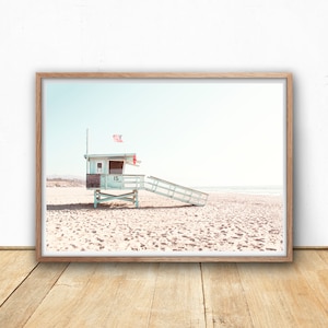 Beach Wall Art, Digital Download, Surf Print, Lifeguard Tower Print, Art Prints, Digital Prints, Printable Wall Art, California Print, image 1