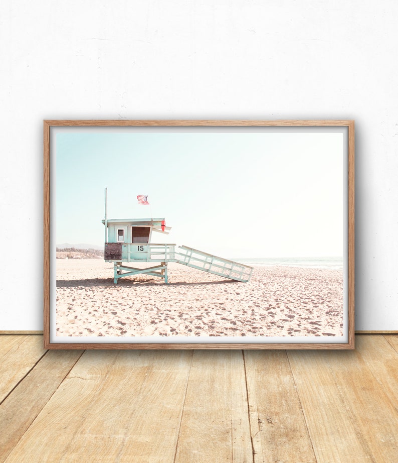 Beach Wall Art, Digital Download, Surf Print, Lifeguard Tower Print, Art Prints, Digital Prints, Printable Wall Art, California Print, image 1