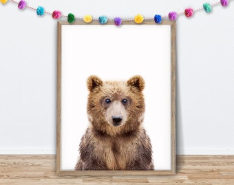 Bear Digital Wall Art, Printable Nursery wall art, Forest animal Decor, Baby Shower Gift