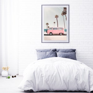 Pink Van Print, Digital Prints, Printable Wall Art, Retro Van image 4