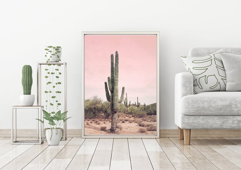 Cactus Picture, Printable Wall Art, Wall Decor, Home Decor, Desert Print, Cactus Print, Blush Pink, Digital Download, Nature Photography image 3