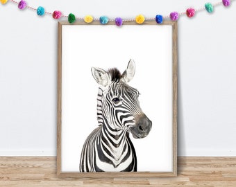 Zebra Printable Nursery Wall Art, Safari Nursery Decor, Digital Download Art, Wall Decor,