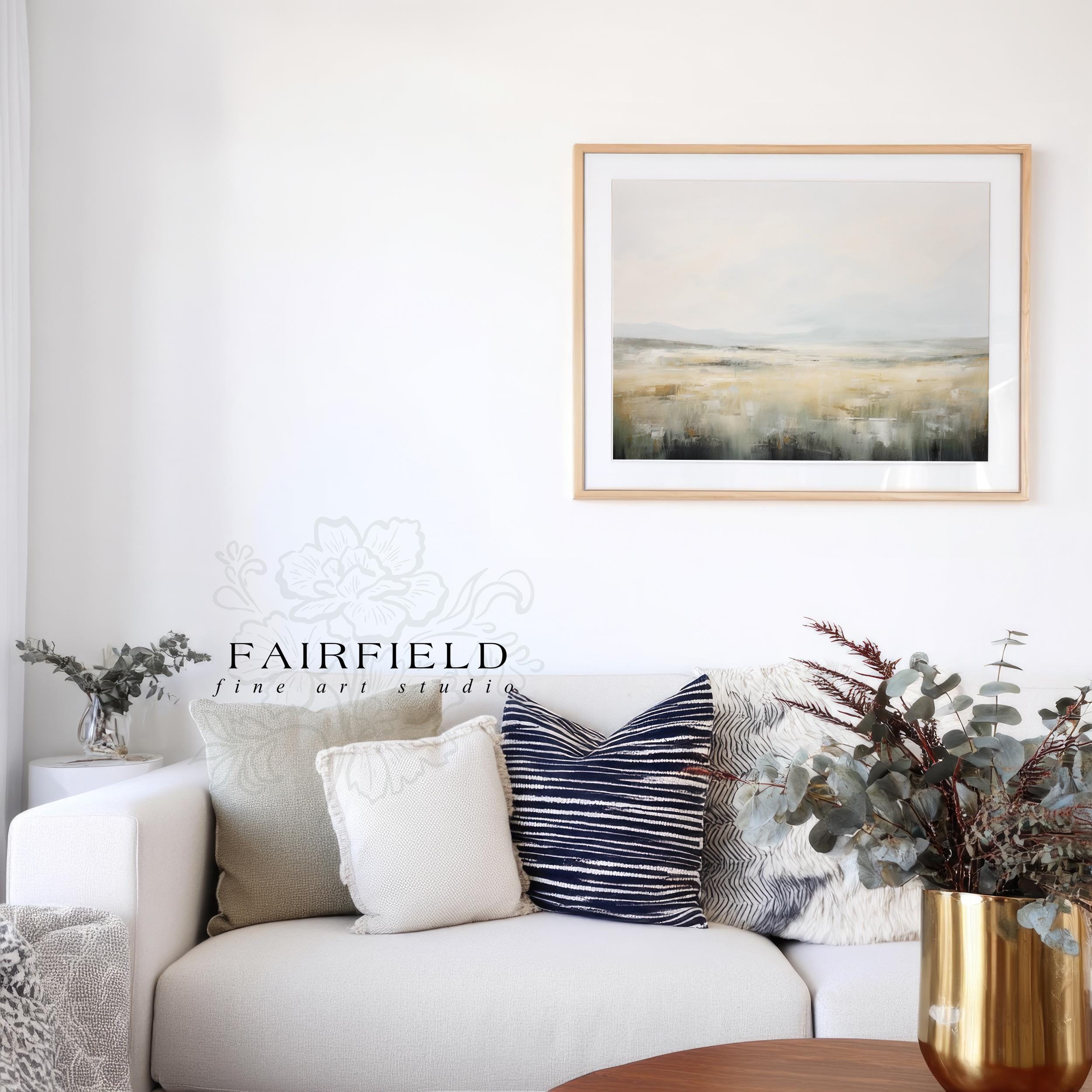 Neutral Abstract Landscape Art Print, Soft Beige & Grey Painting for ...