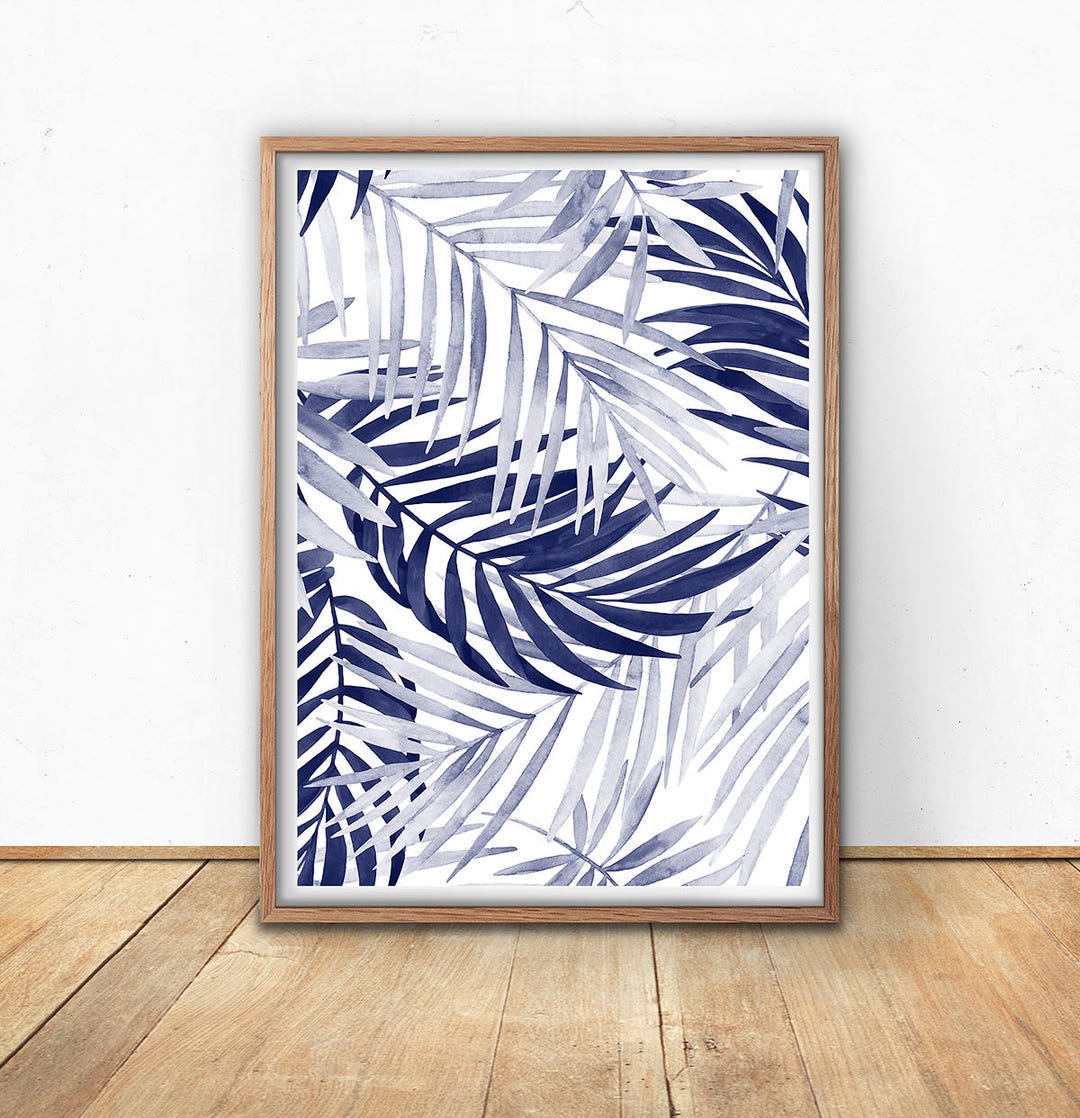Navy Blue Digital Wall Art Printable Watercolour Art - Etsy