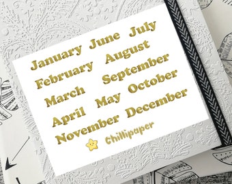 Months of the year, Watercolor Headers, Bullet Journal,  Olive, Stickers, Bujo Stickers, Planner Stickers