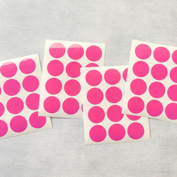 48 hot pink circle stickers Pink circle mini decals envelope Etsy