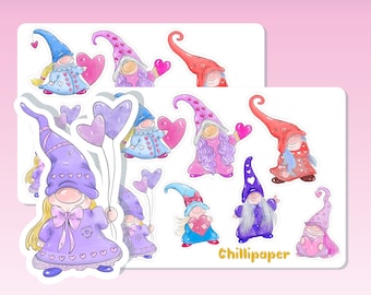 Gonk stickers UK, Valentine gnomes, Gnome stickers, Kawaii love, Bullet journaling, Journal deco #1167