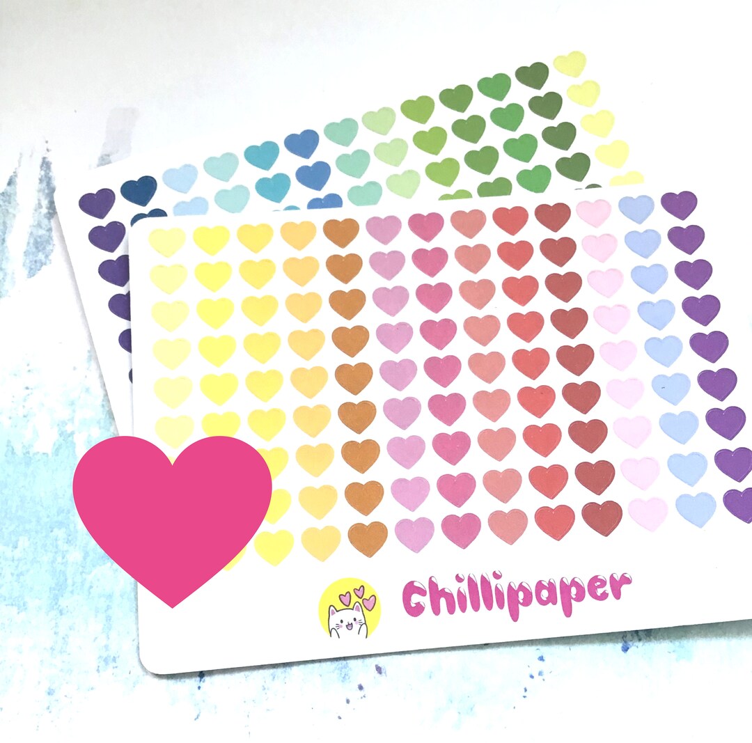 Mini Hearts, Bujo Stickers, Rainbow, Heart Planner Stickers for Any ...