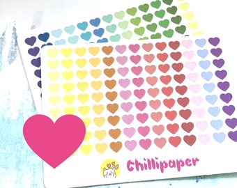 Mini hearts, Bujo stickers, Rainbow, Heart planner Stickers for any journal, for all planners, reminder, #1077
