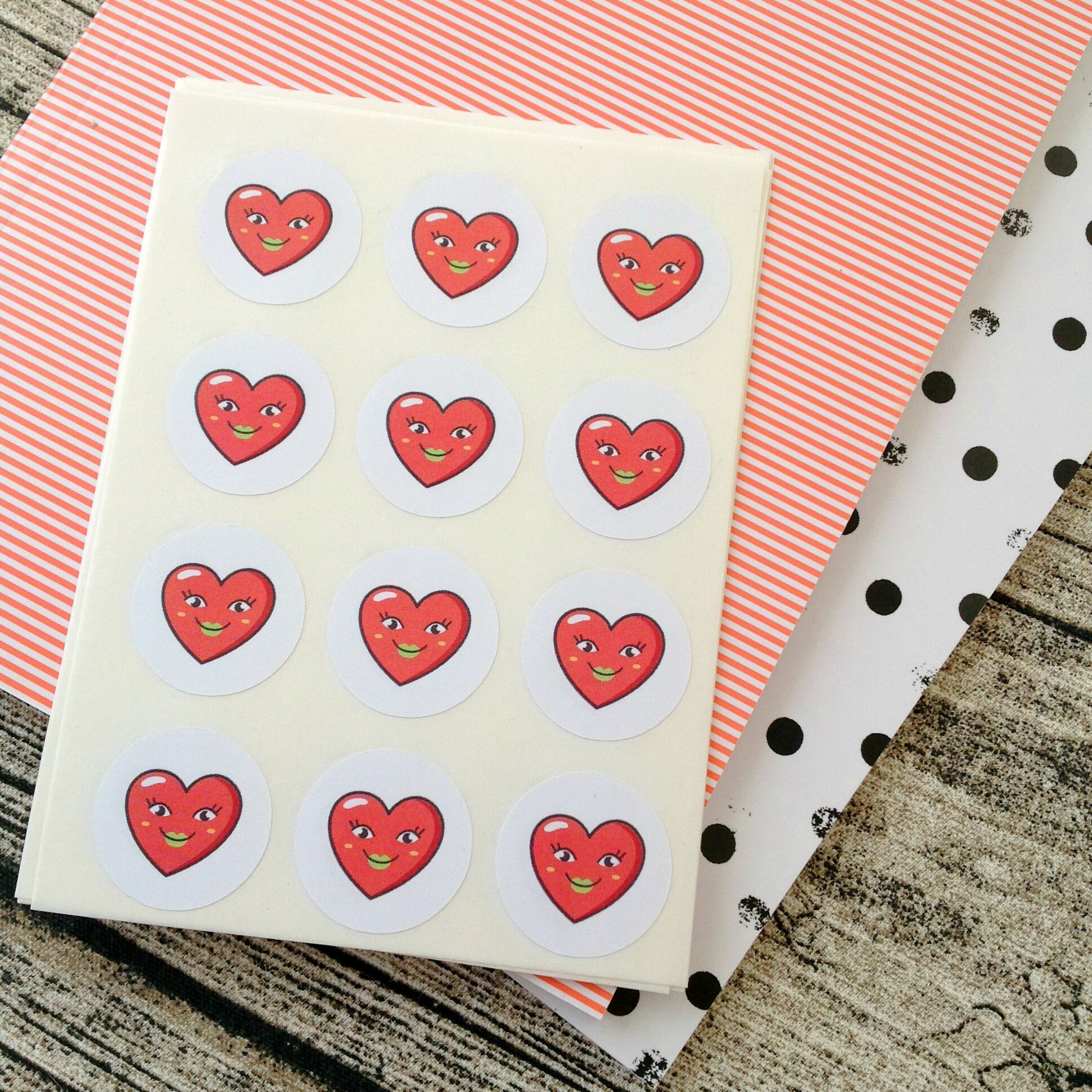 kawaii heart stickers kawaii love stickers red heart etsy