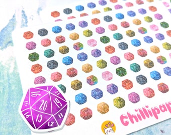 Game dice stickers, d20 sticker, role play game stickers, Polyhedral dice, family time, Planner accessories #1126