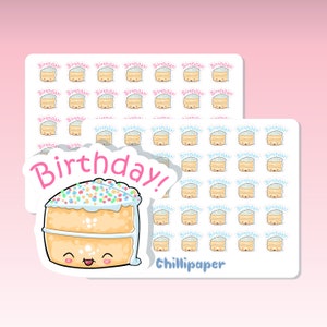 Birthday reminder planner stickers | Cake planner Sticker | Present | Planner sticker uk | outgoings | Chillipaper #1182