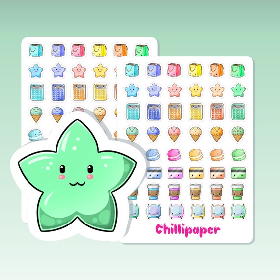 Kawaii sampler pack, Planner Stickers, Kawaii stickers, sampler stickers, Rainbow #1023
