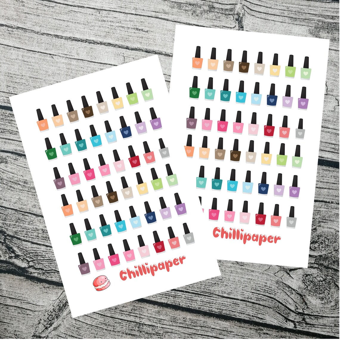 Cute nail polish planner Stickers Manicure day Filofax Erin Etsy