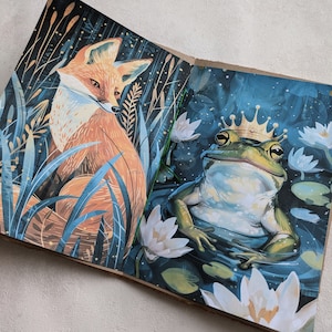 Conte de fées de minuit, journal Blue Junk avec du papier fait main et du papier mixte, journal technique mixte, journal créatif
