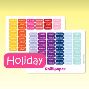 ミニホリデープランナーステッカー（英国）、Bujoステッカー、休暇、勤務表、Chillipaper #1206