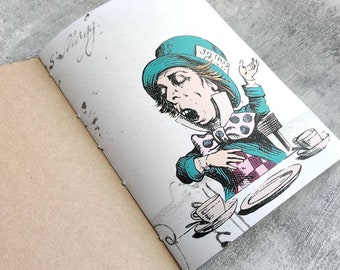 Alice Junk journal, handmade junk journal, Alice in wonderland, Creative journal, Morning pages, notebook, Mad hatter,