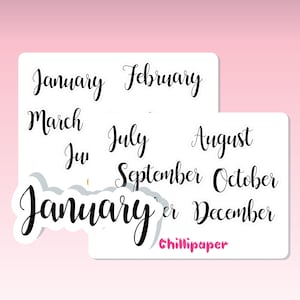 GROSSE Monate des jahres, Bujo Sticker, Planner Sticker, Planer Sticker, Farbe wählen, Planner Stickers, Chillipaper #1082