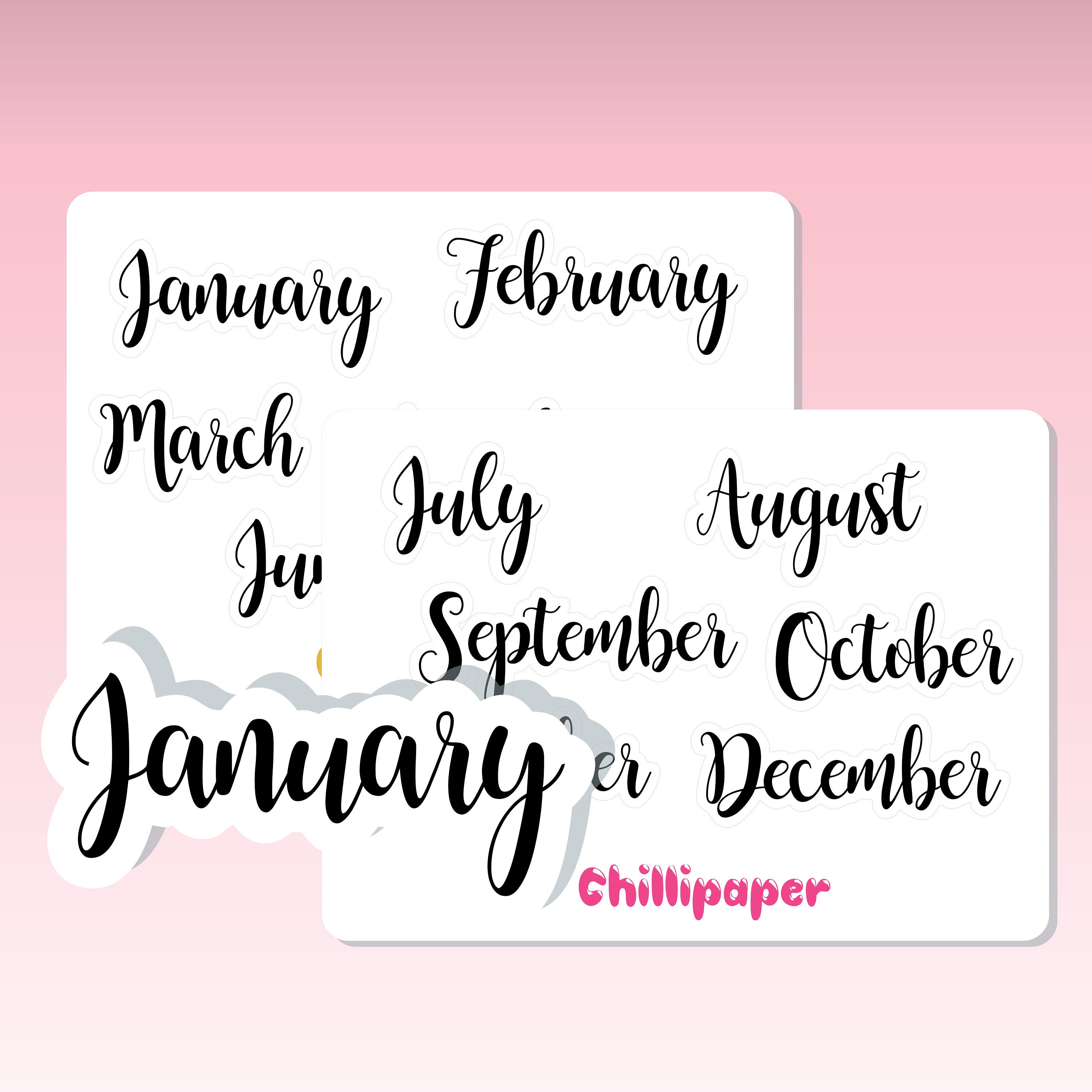 Bullet Journal/Scrapbooking Month Stickers Sticker for Sale by rodentgorl