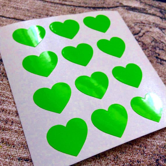 48 Green heart stickers Green heart mini decals Green heart Etsy