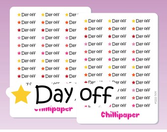 Day off Stickers for planners, No work, Holiday, Work rota, Hot or cool colours, Reminder #1211