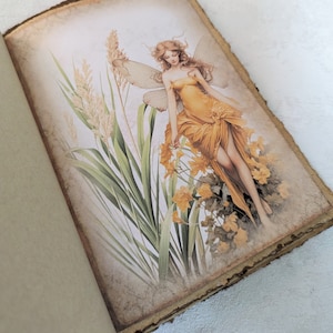 Journal féerique du jardin avec du papier fait main et du papier mixte, Journal vierge fait main, Journal technique mixte et Journal créatif