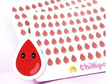 Period tracker, Habit tracker, Cute period drops, menstrual cycle, Period stickers, Bullet journal stickers,  Bujo, Planner supplies,  #1003