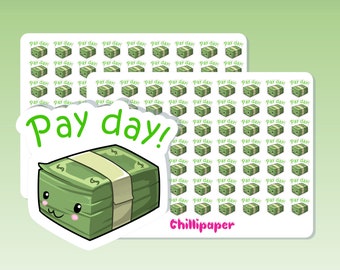 Pegatinas para planificador de día de pago / Pegatinas de dinero / Pegatinas de efectivo / Pegatinas de planificador de finanzas / Notas de día de pago / Pegatinas de planificador de Reino Unido / Ingresos / Chillipaper #1178