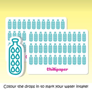 Water bottle, Hydrate,  stickers, Colour choice, Health planner Stickers, To do, routine stickers, Planner sticker #1157