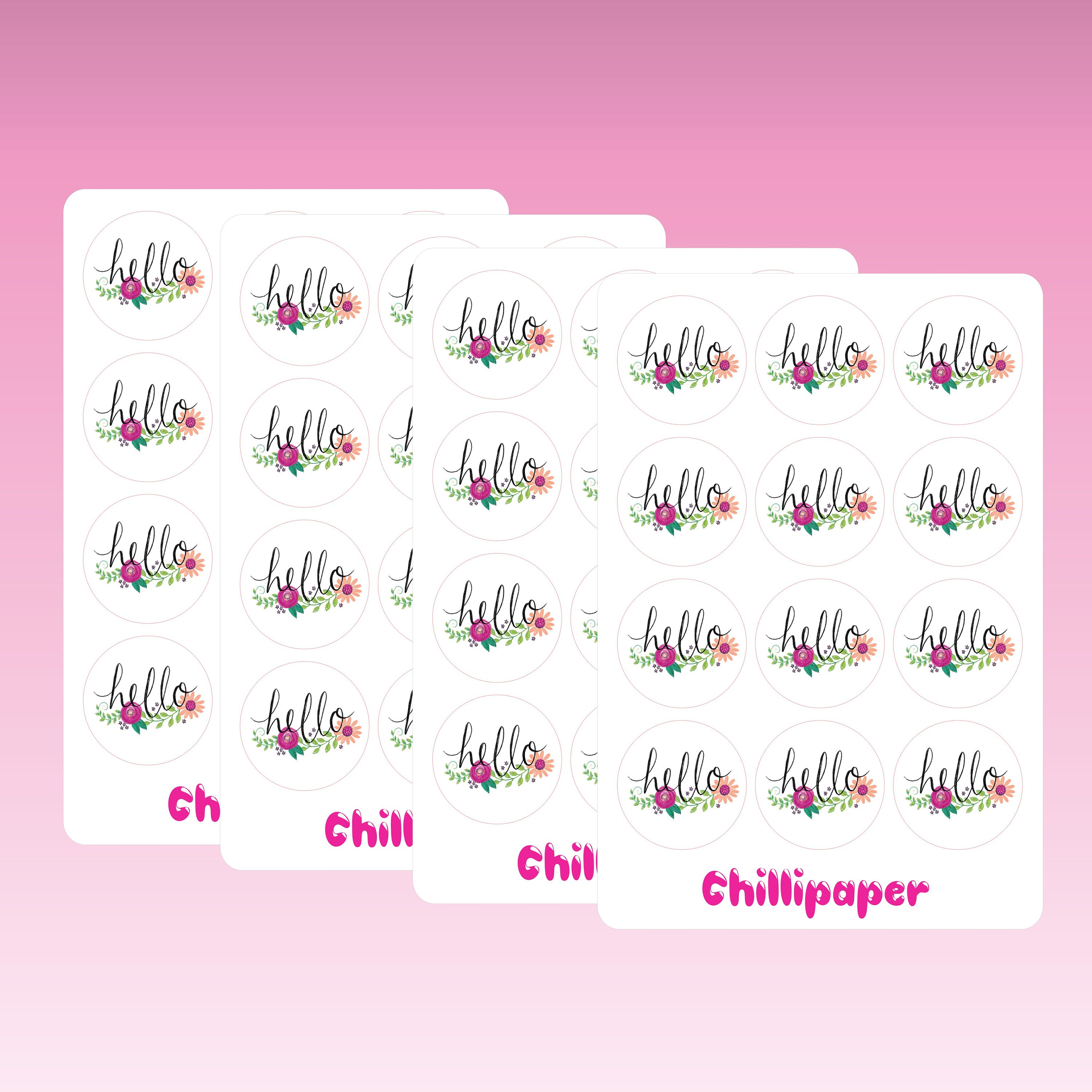Hello Sticker Circle Flower Hello Stickers, Round Hello Stickers, Flower Envelope Seals ...