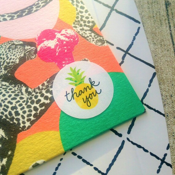 seals 96 thank you pineapple stickers Thanks Envelope seal pineapple #1052