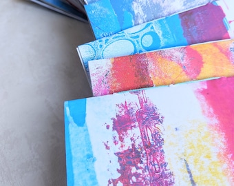 Small handmade junk journal signatures, vintage book paper, monoprints, Creative journal, mixed paper.