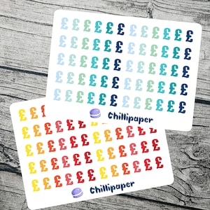 Pound sign planner stickers, Bujo stickers, Planner Stickers, budget stickers, Choose your colour. Chillipaper #1134