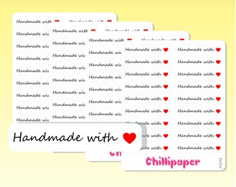 Handmade with love sticker, Packaged with care, Etsy shop packaging, Heart, Envelope seal #1046