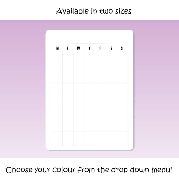 Mini or a5 blank calendars, 16 months, Bujo stickers, Planner Stickers, Simple calendar, Choose your colour, Chillipaper #1172