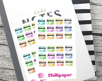 Kawaii credit card, Planner Stickers, Kawaii stickers, Credit card stickers, Finance, budgeting, cash stuffing, bill due, Rainbow #1051